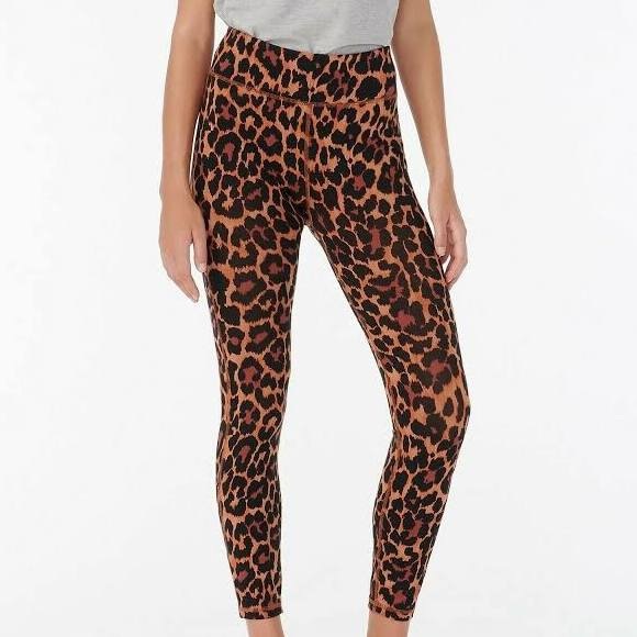J.CREW 7/8 High-rise Leggings NWT Size Small Brown Black Leopsrd Print - Picture 3 of 12